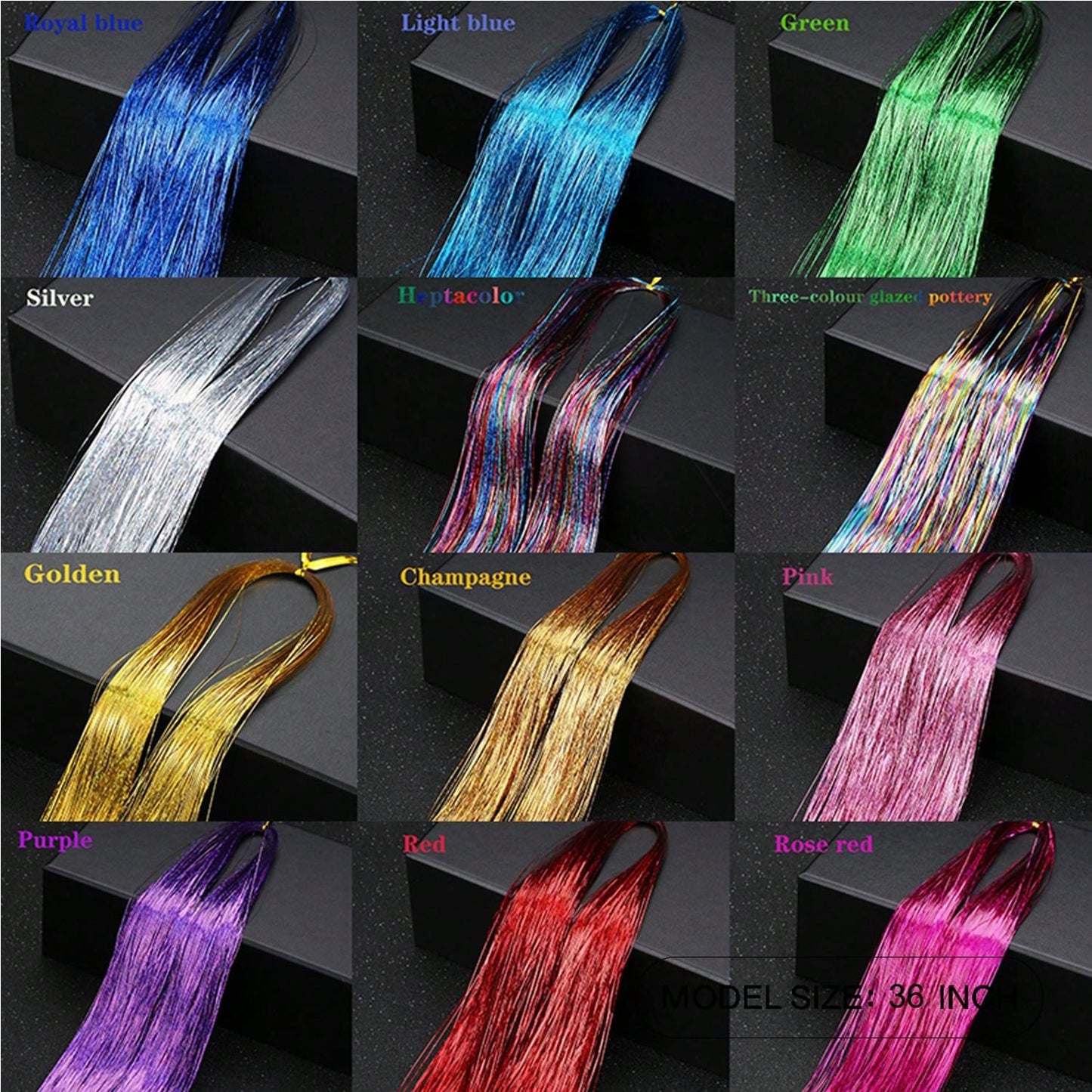 12 Colors Tinsel Hair Extensions