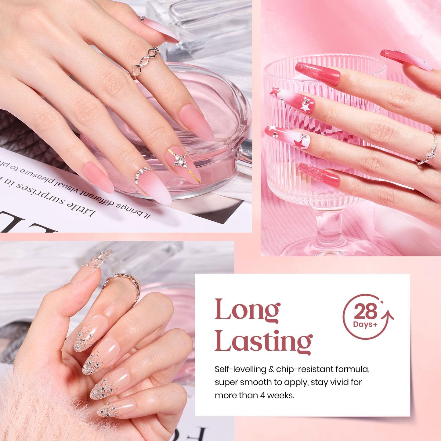 Beetles Pink Nude Gel Nail Polish 23 PCS Set, (20 Colors)