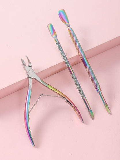 3pcs Rainbow Stainless Steel Set Nail Cutter