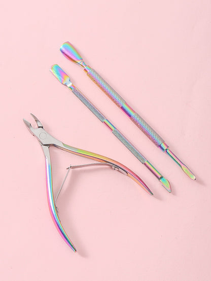 3pcs Rainbow Stainless Steel Set Nail Cutter