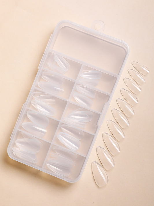 1 box Long Almond Transparent Clear Fake Nail
