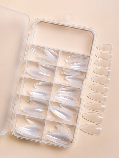 1 box Long Almond Transparent Clear Fake Nail