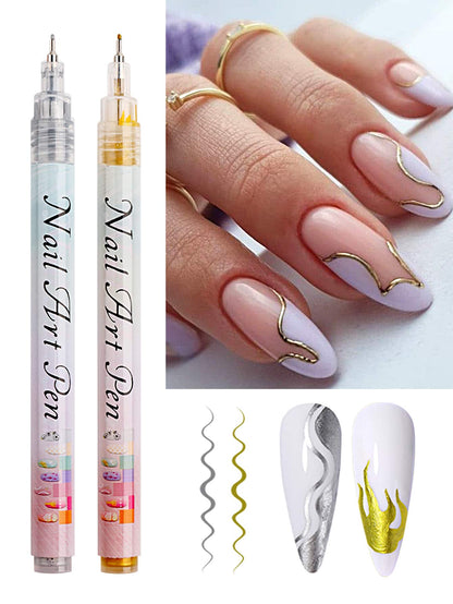 2pcs Gold and Silver Waterproof Graffiti Nail Art Pens