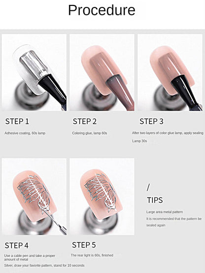 2 Pack 5ML Gold And Silver Metallic Nail Art Gel