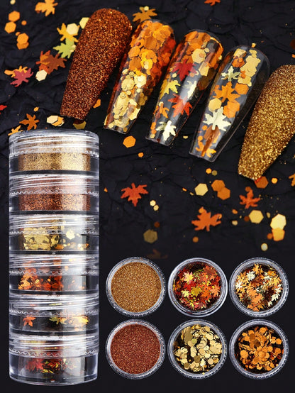 6Pcs Y2K Aesthetic Metallic Color Nail Glitter Powder