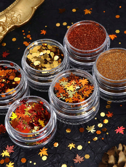 6Pcs Y2K Aesthetic Metallic Color Nail Glitter Powder