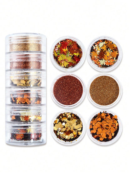 6Pcs Y2K Aesthetic Metallic Color Nail Glitter Powder