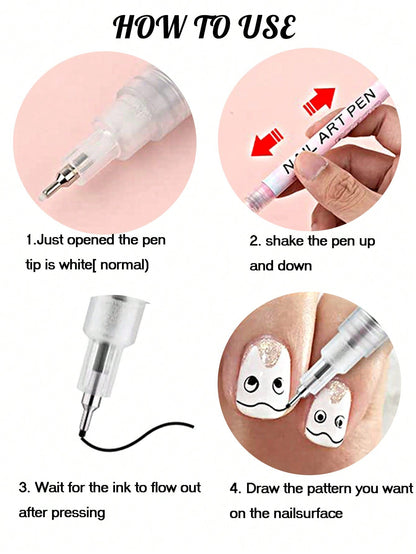 2pcs Gold and Silver Waterproof Graffiti Nail Art Pens