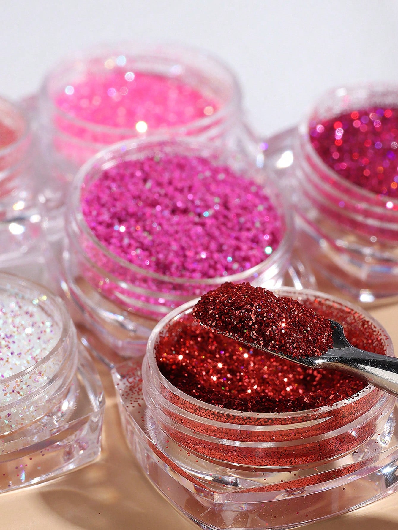 6pcs Pink Nail Glitter Powder