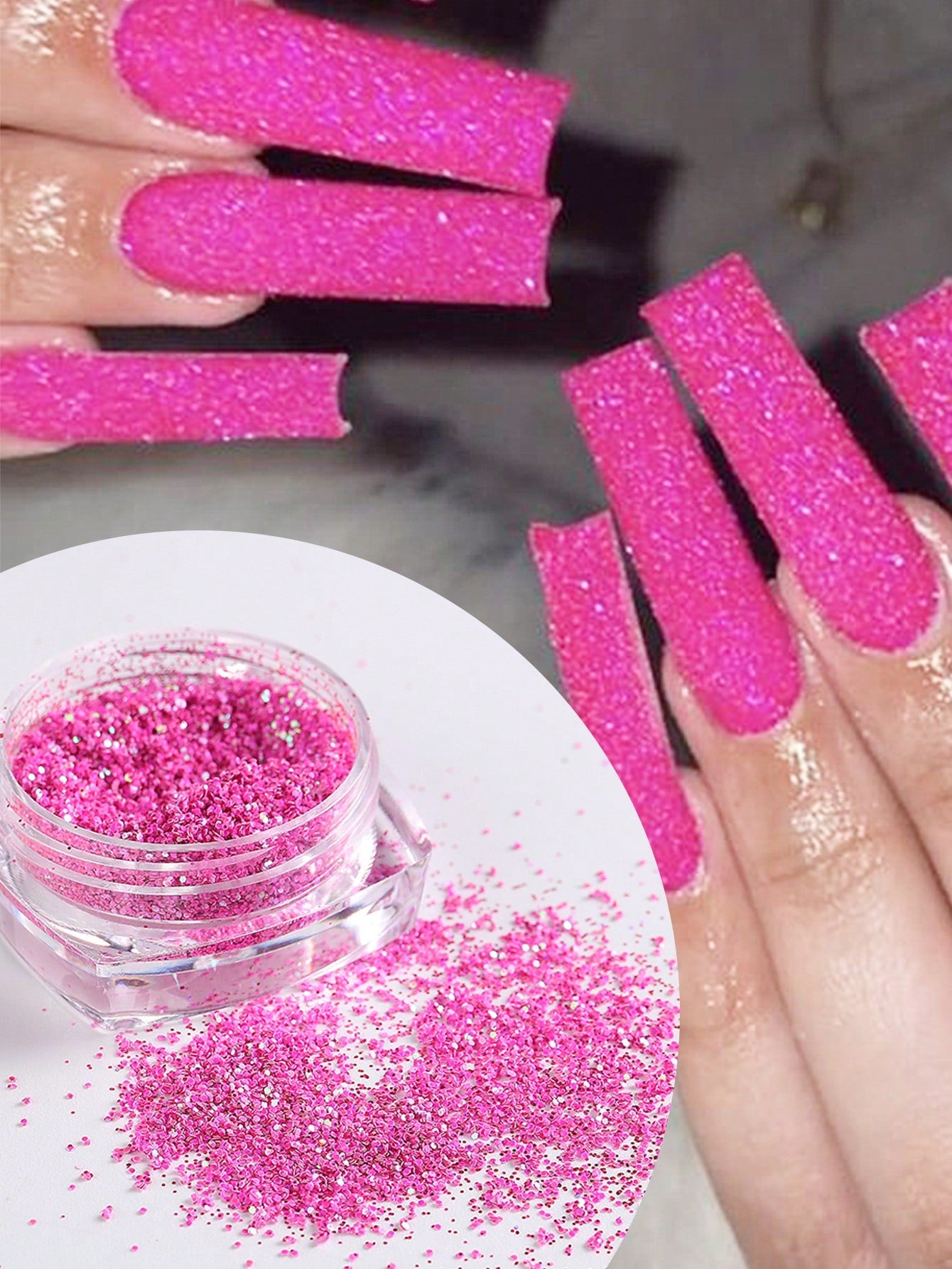 6pcs Pink Nail Glitter Powder