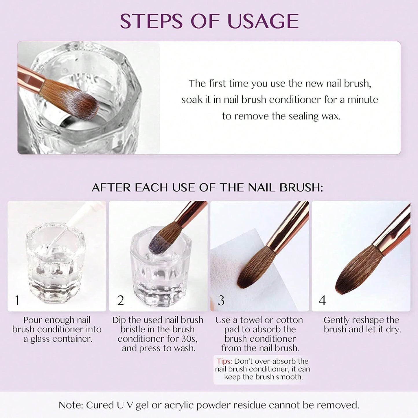 4Pcs Acrylic Nail Brush