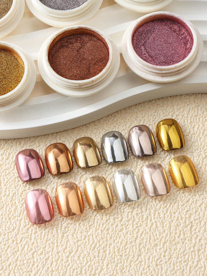 6pcs Chrome Gold Silver Nail Powder