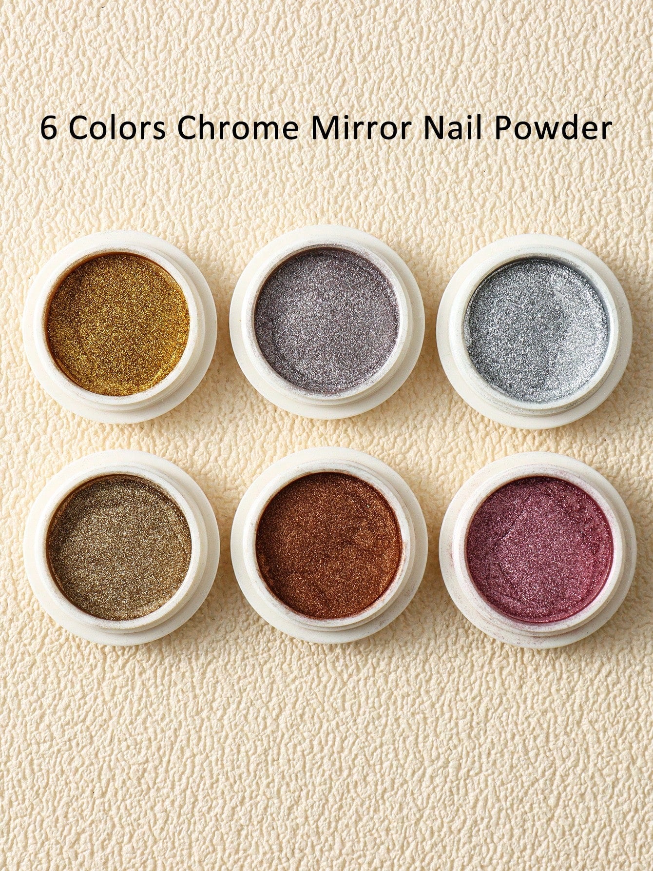 6pcs Chrome Gold Silver Nail Powder