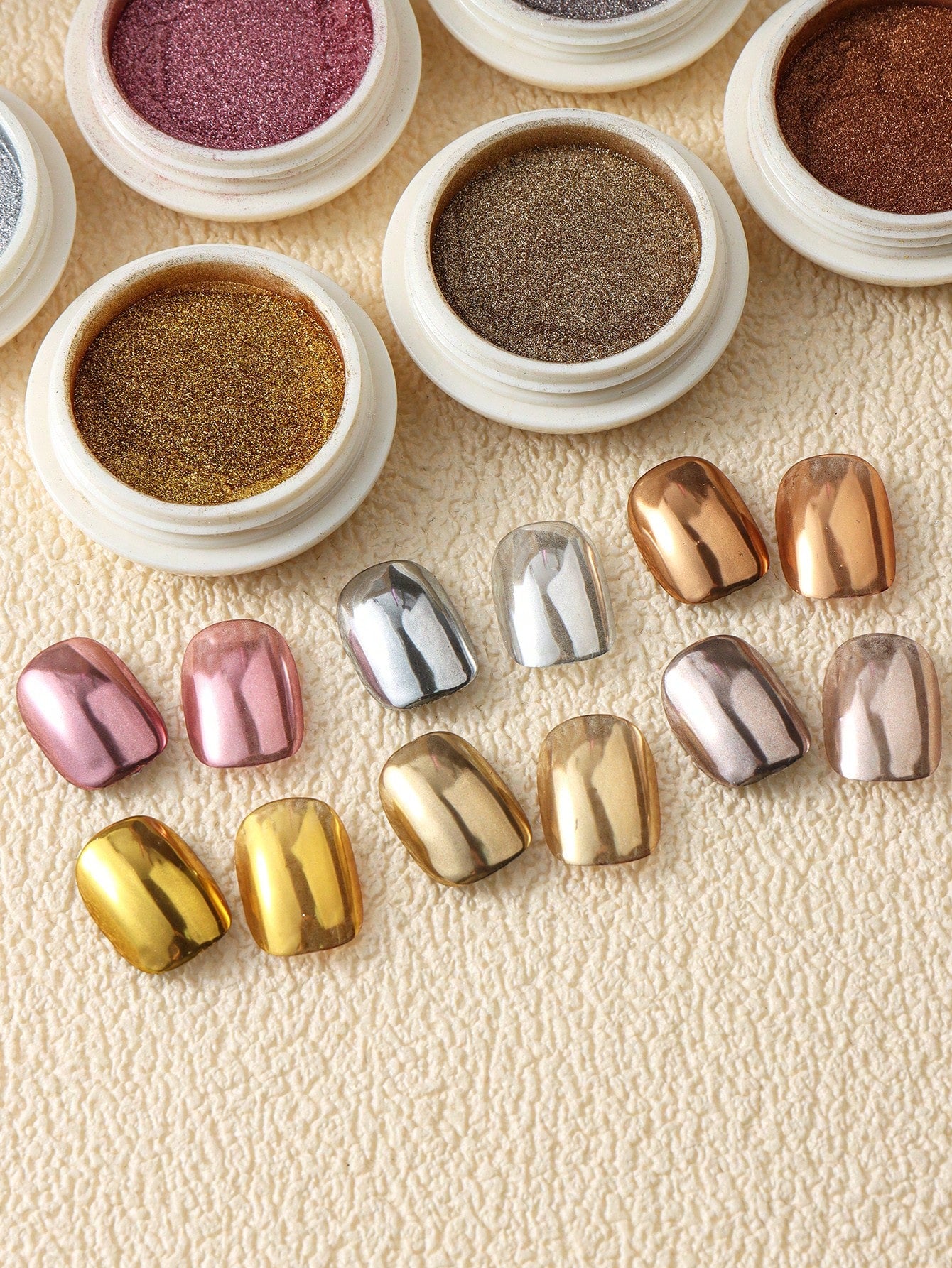6pcs Chrome Gold Silver Nail Powder
