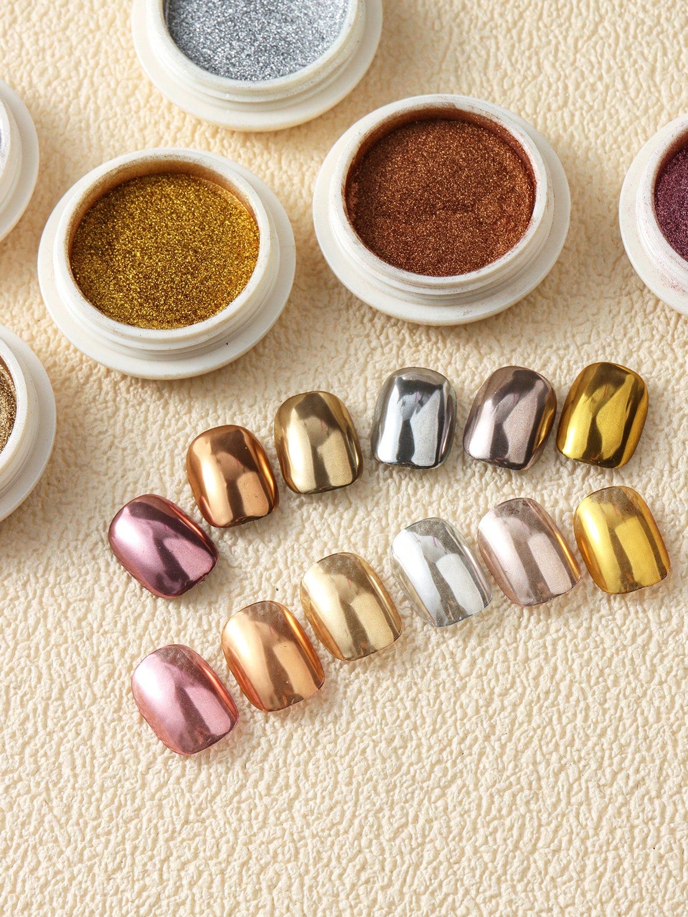 6pcs Chrome Gold Silver Nail Powder