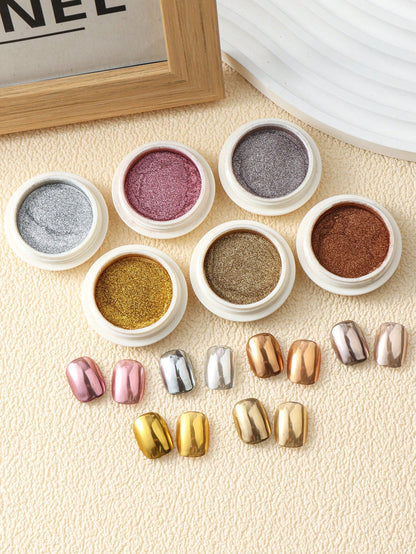 6pcs Chrome Gold Silver Nail Powder