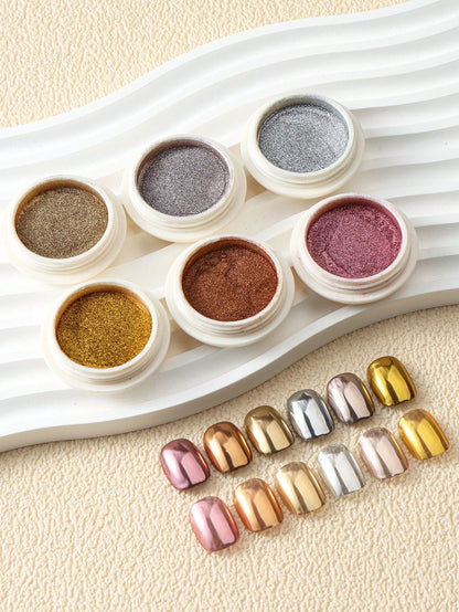 6pcs Chrome Gold Silver Nail Powder