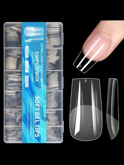 Full Cover Press On Nail Tips Stiletto Almond Square 600Pcs