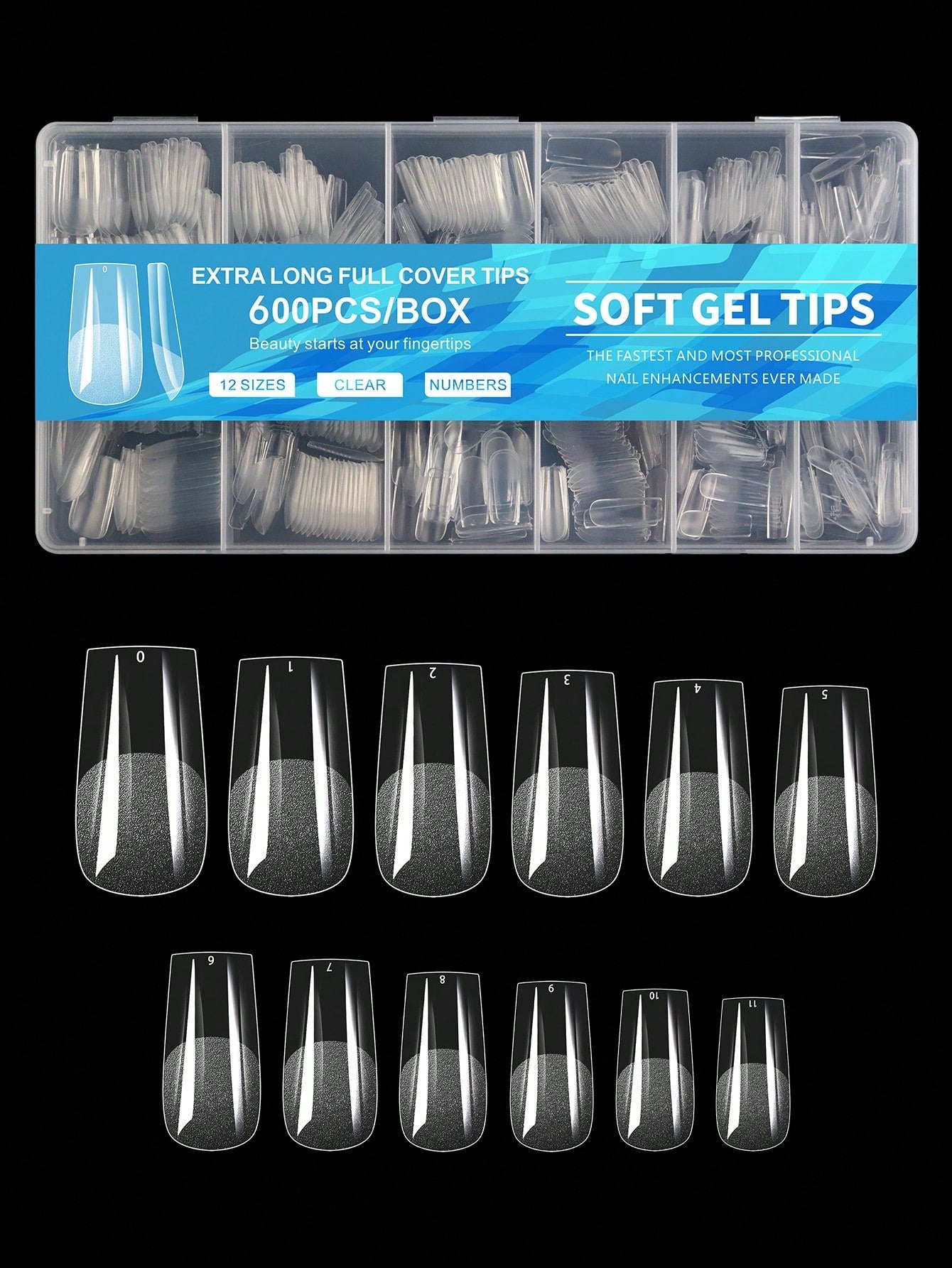 Full Cover Press On Nail Tips Stiletto Almond Square 600Pcs