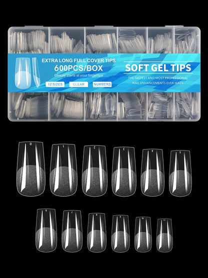 Full Cover Press On Nail Tips Stiletto Almond Square 600Pcs