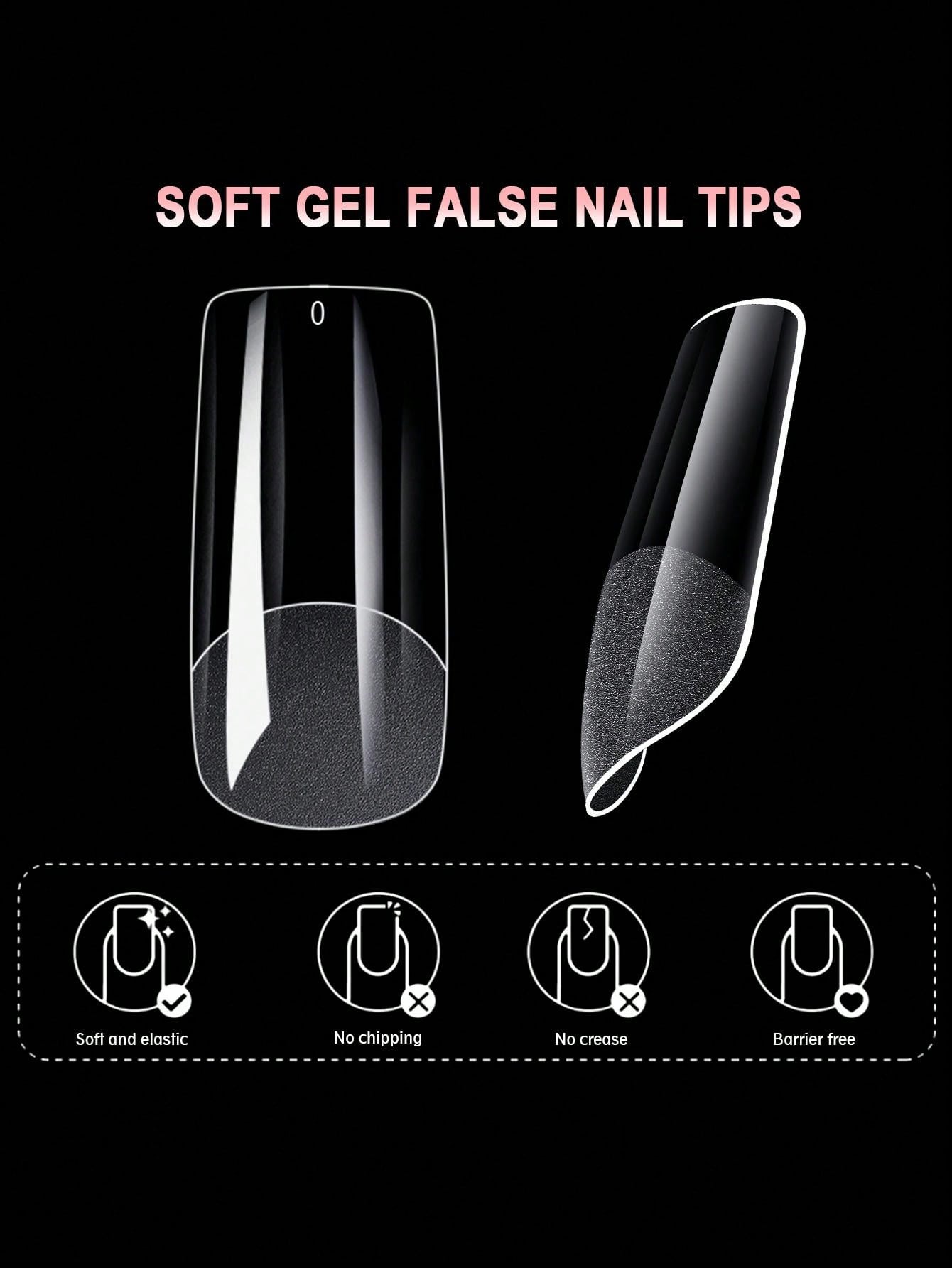Full Cover Press On Nail Tips Stiletto Almond Square 600Pcs