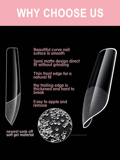 Full Cover Press On Nail Tips Stiletto Almond Square 600Pcs