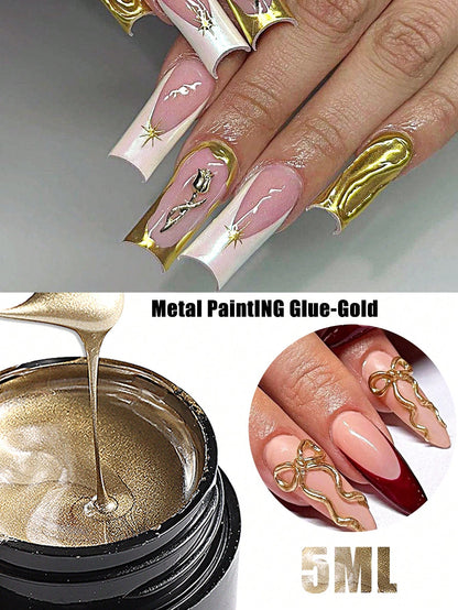 2 Pack 5ML Gold And Silver Metallic Nail Art Gel
