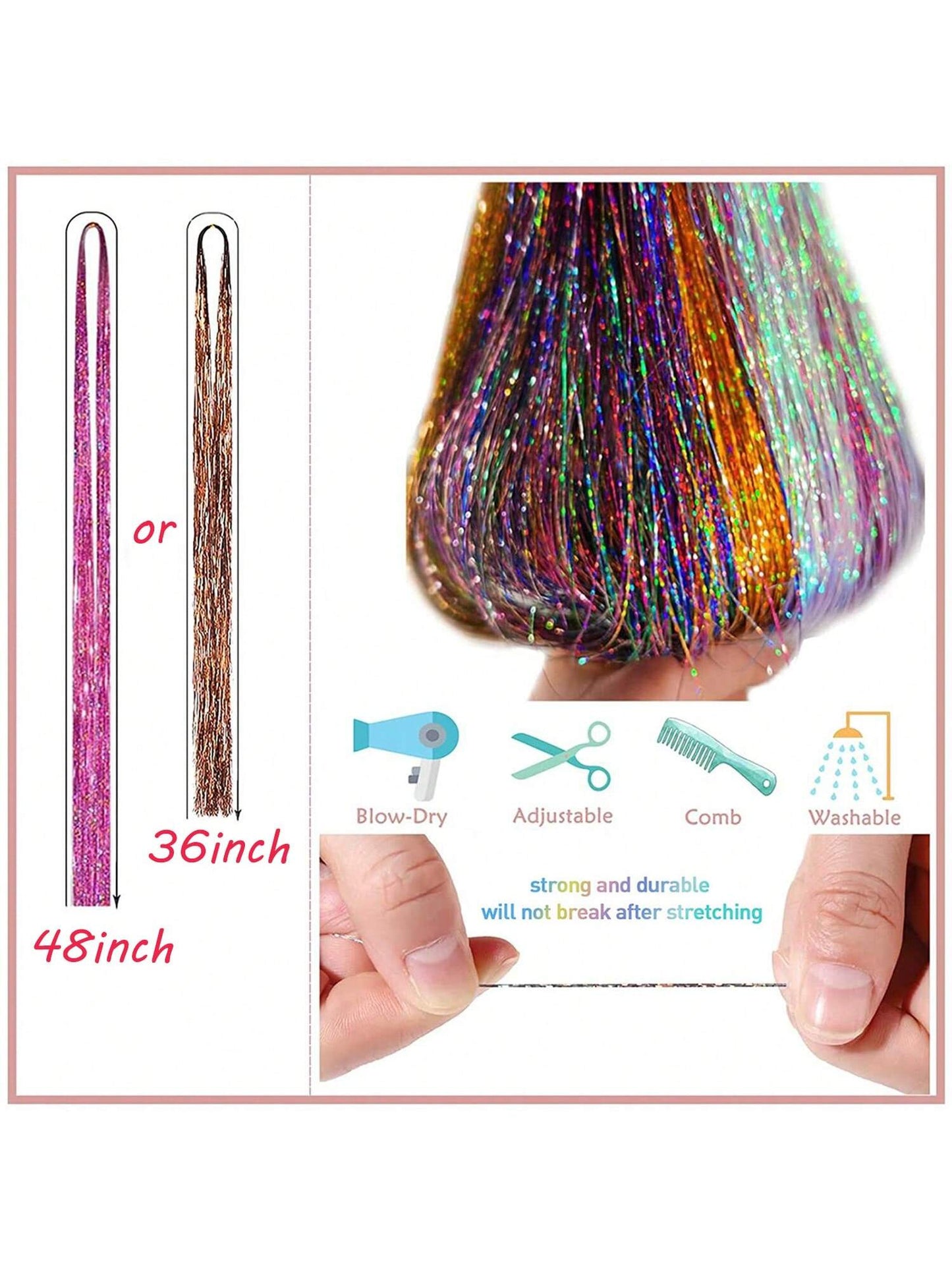 12 Colors Tinsel Hair Extensions