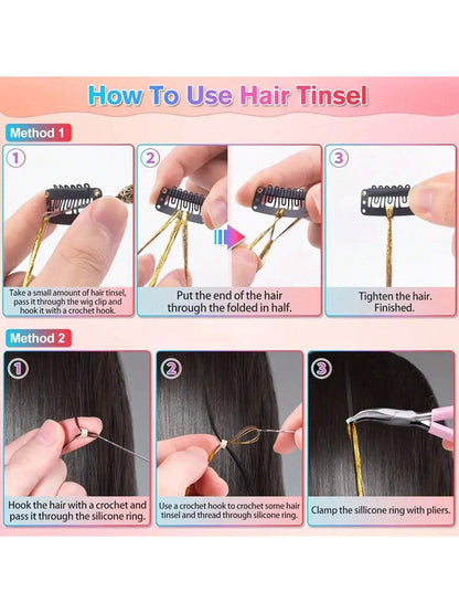 12 Colors Tinsel Hair Extensions