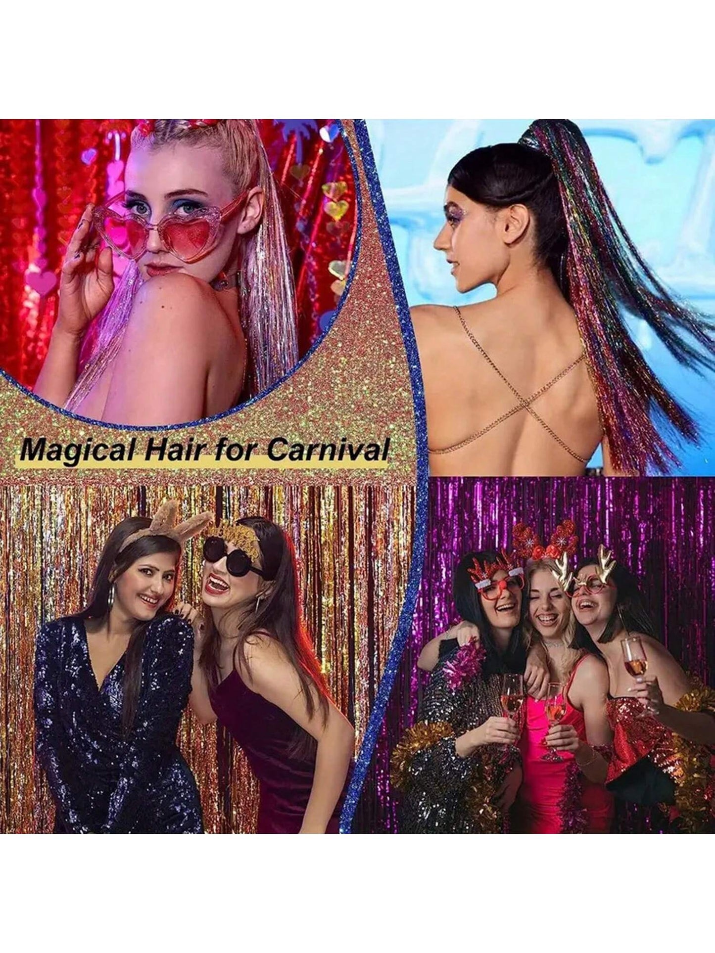 12 Colors Tinsel Hair Extensions