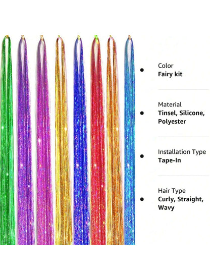 12 Colors Tinsel Hair Extensions