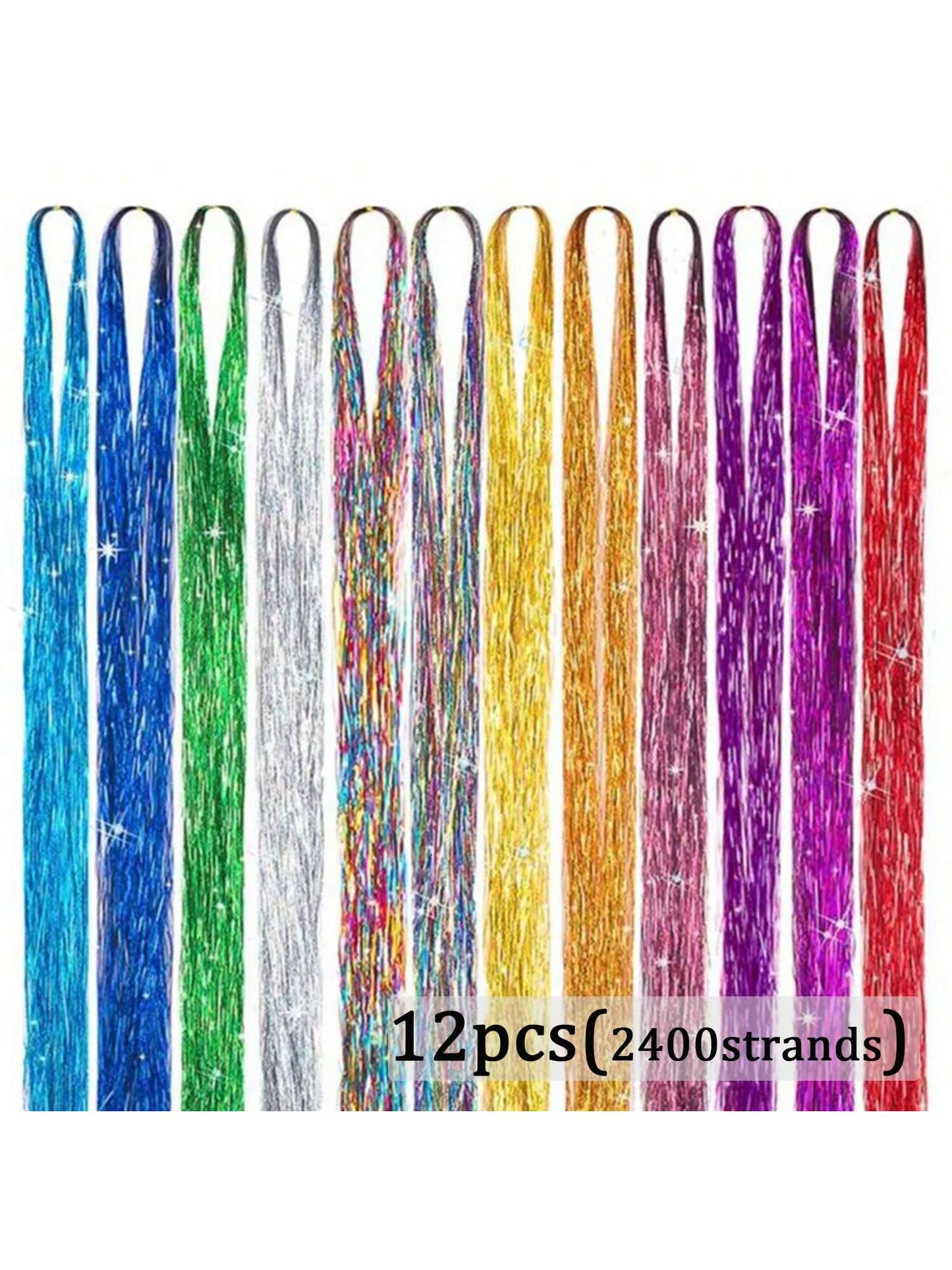 12 Colors Tinsel Hair Extensions