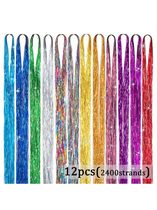12 Colors Tinsel Hair Extensions