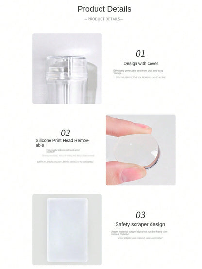 2pcs Nail Art Silicone Jelly Stamper & Scraper Set