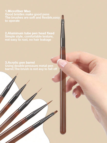 9PCS Acrylic French Stripe Nail Art Liner Brushes