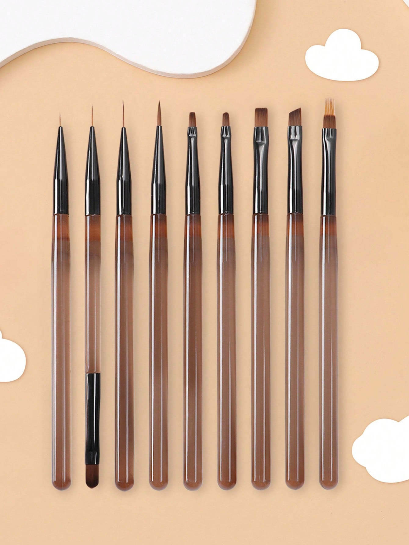 9PCS Acrylic French Stripe Nail Art Liner Brushes