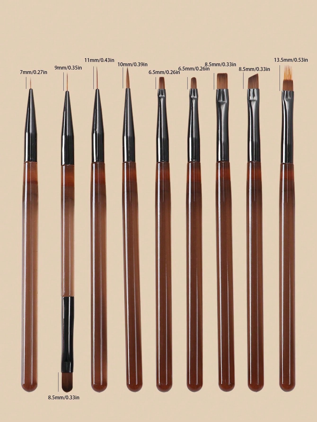 9PCS Acrylic French Stripe Nail Art Liner Brushes