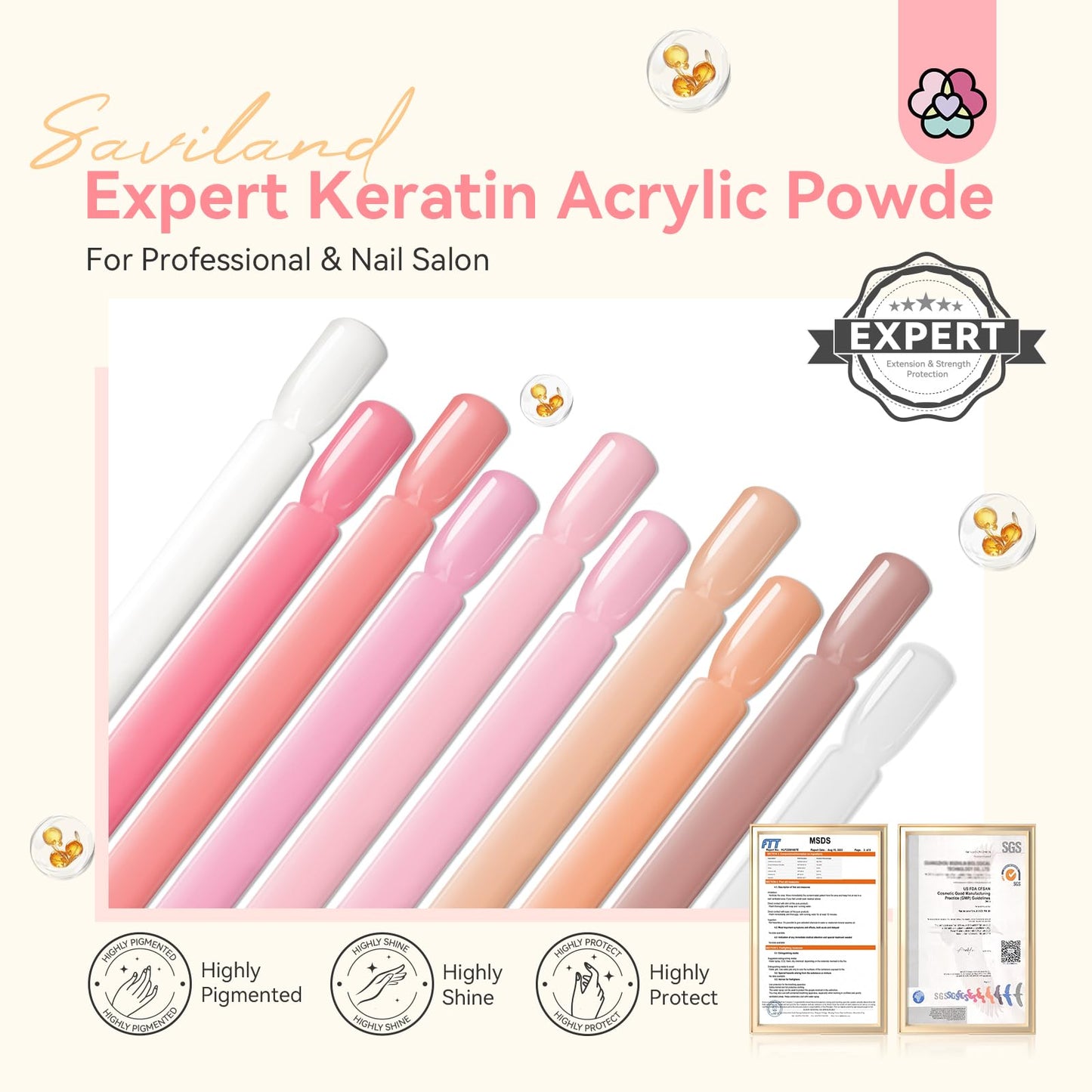 Saviland Acrylic Powder Set 10G (10 Colors)