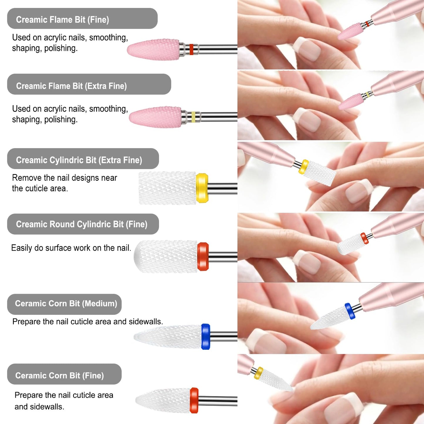 Cellentool Nail Drill Bits Set with Rhinestone Storage Box 30Pcs