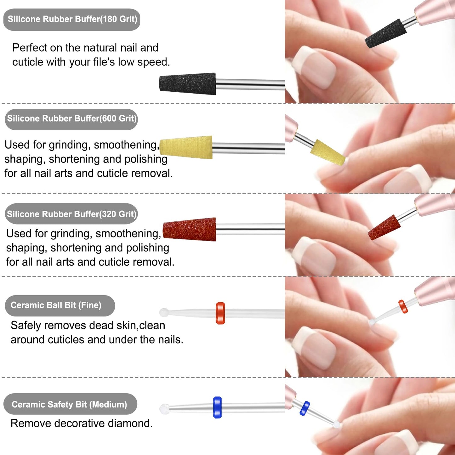 Cellentool Nail Drill Bits Set with Rhinestone Storage Box 30Pcs