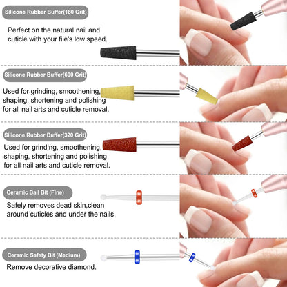 Cellentool Nail Drill Bits Set with Rhinestone Storage Box 30Pcs