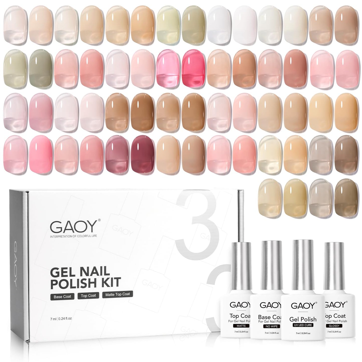GAOY Gel Nail Polish Colors Set 36Pcs (33 Colors)