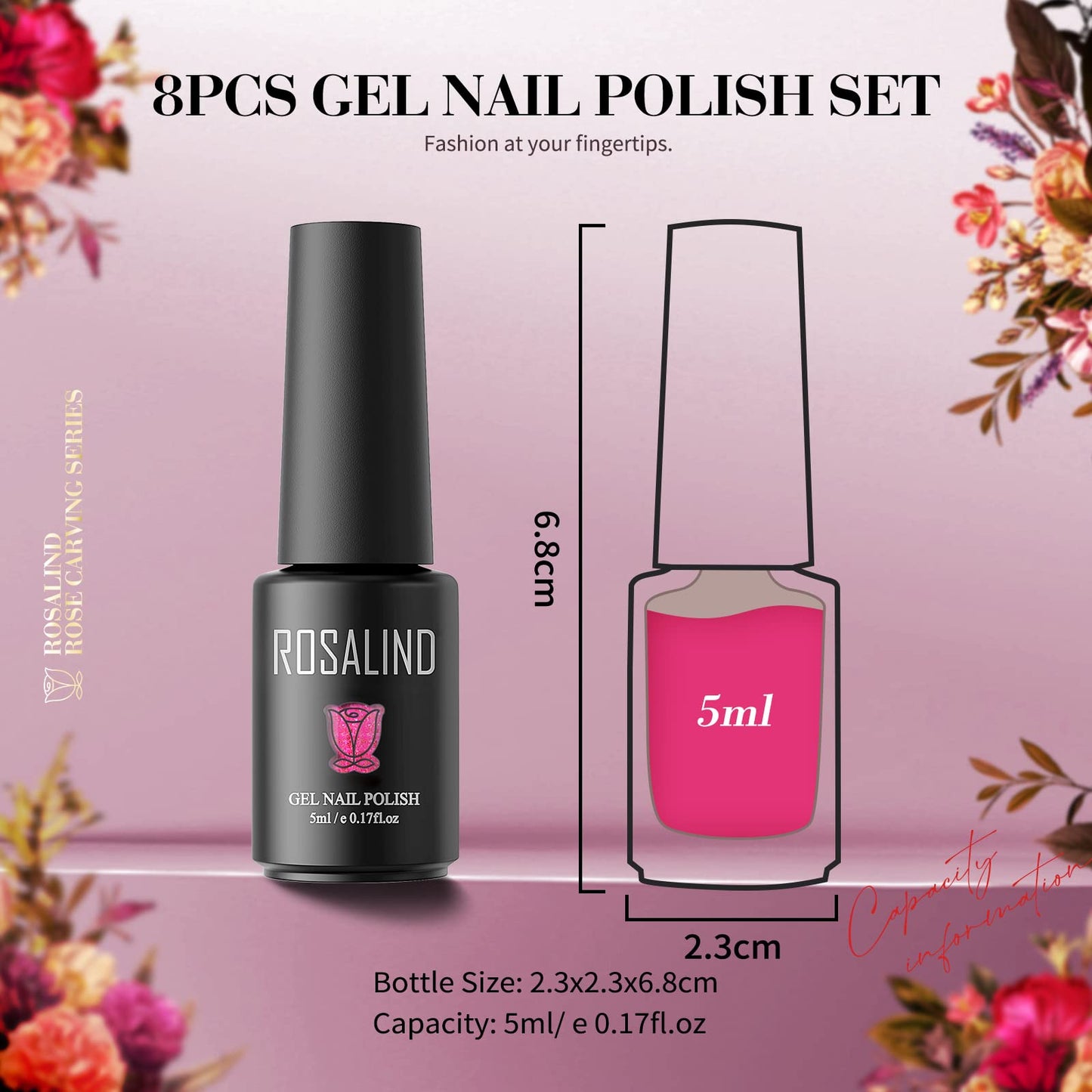 ROSALIND Glitter Gel Nail Polish Set (8PCS)