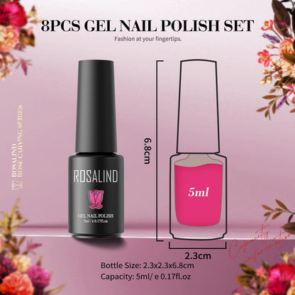 ROSALIND Glitter Gel Nail Polish Set (8PCS)