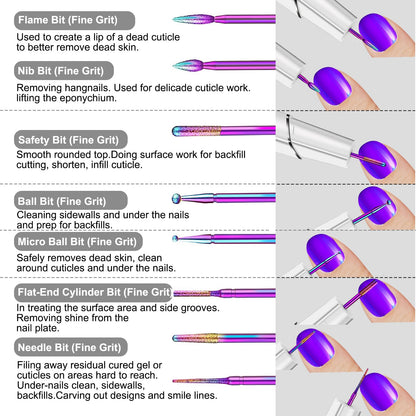 Cellentool Nail Drill Bits Set with Rhinestone Storage Box 30Pcs