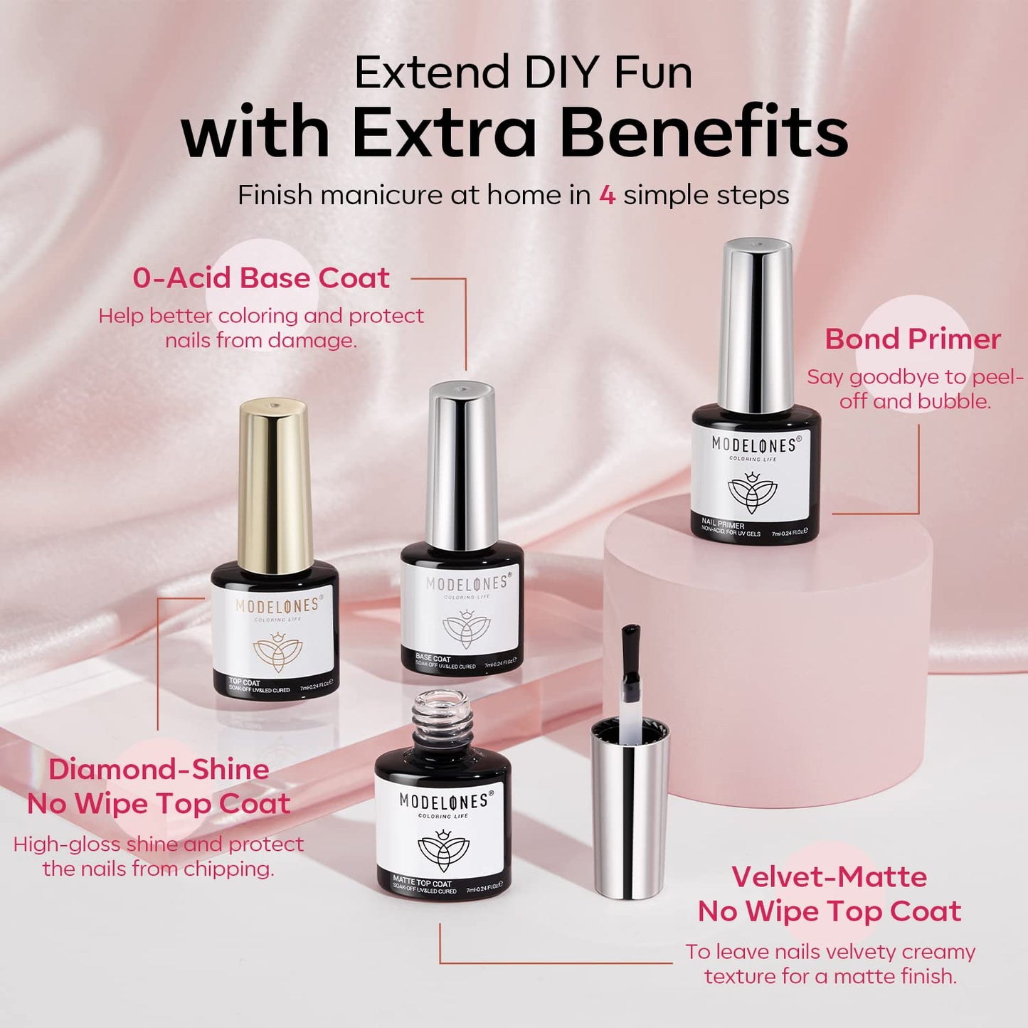 Modelones 24 Pcs Gel Nail Polish Colors Set (20 Colors)