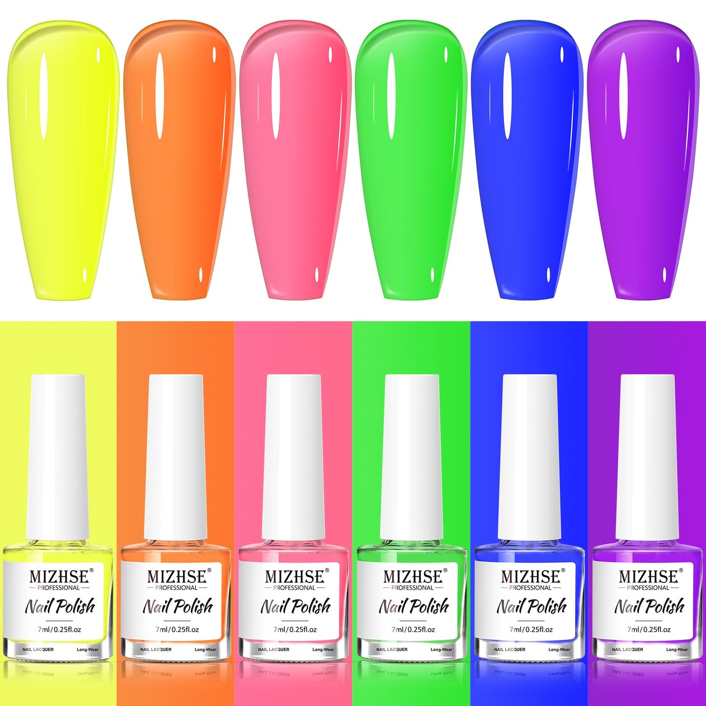 MIZHSE Nail Polish Set: Neon (6 Colors)