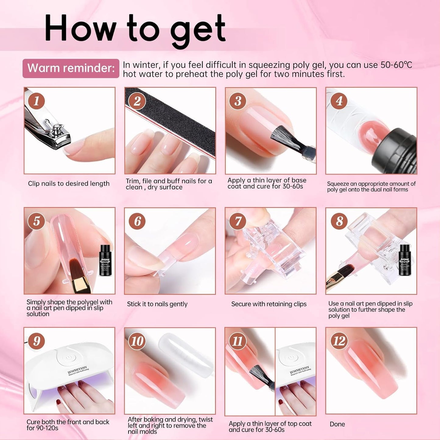 Poly Extension Gel Nail Kit 14 PCS Poly Gel