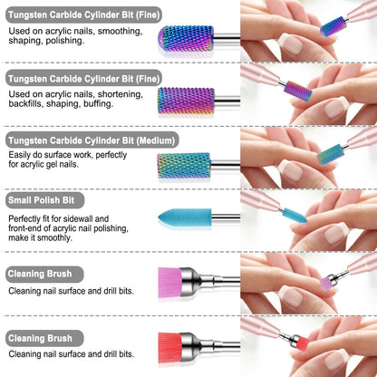 Cellentool Nail Drill Bits Set with Rhinestone Storage Box 30Pcs
