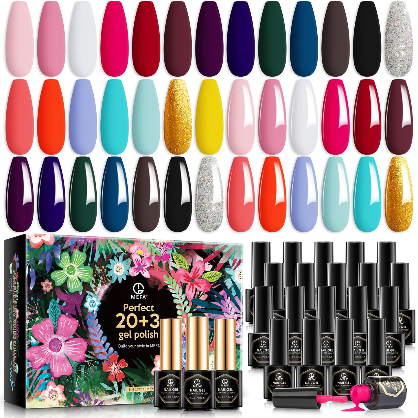 MEFA Gel Nail Polish Kit (23 Pcs)